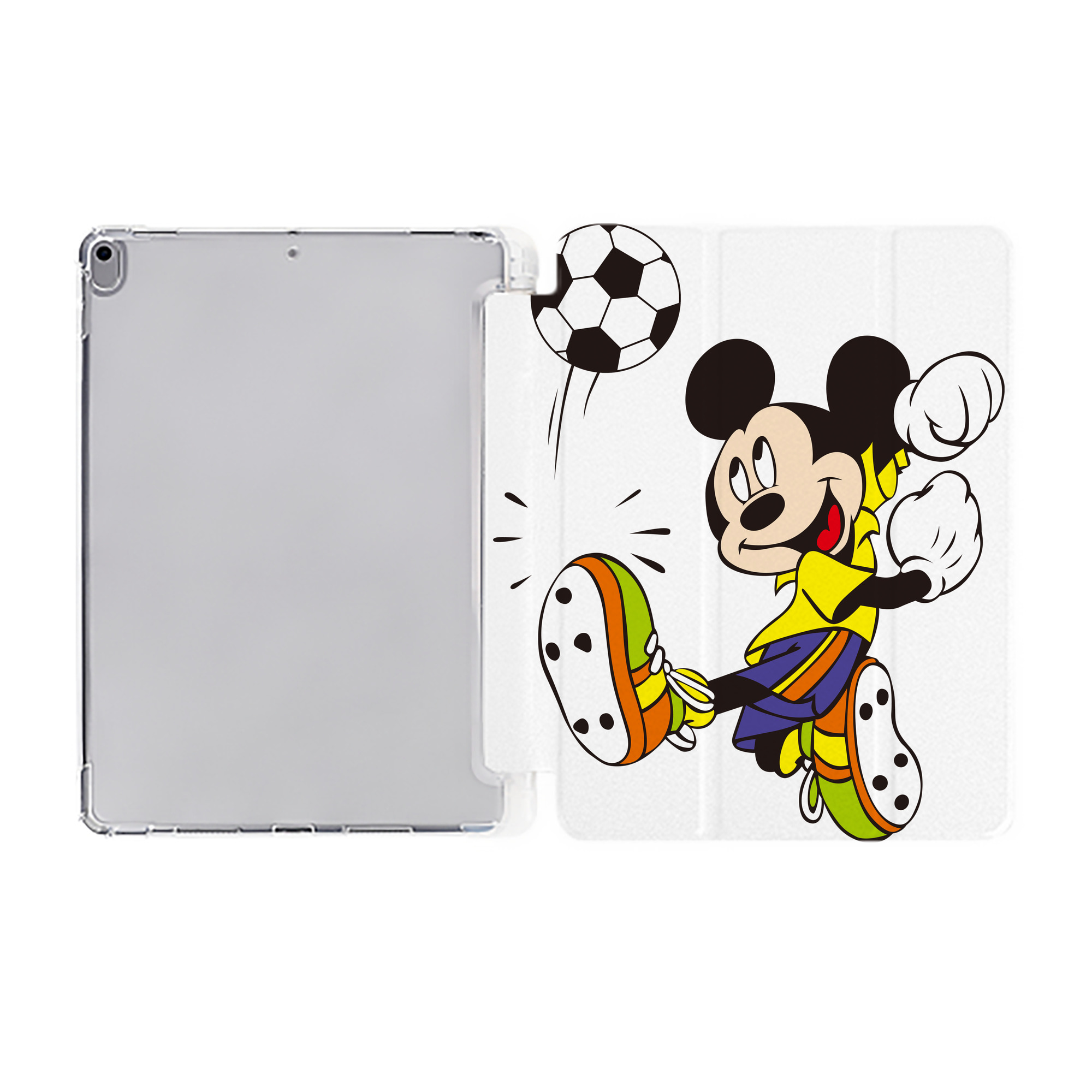 （画像用） ミッキーマウス Mickey Mouse IPad ケース ペン収納付き 三つ折りスタンド PUレザー×シリコン 対応機種9.5/10.5/10.9インチ